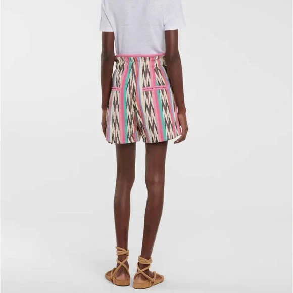 - ISABEL MARANT ÉTOILE Women’s Inima Jacquard Cotton Shorts Colorful Drawstring - Picture 2 of 6